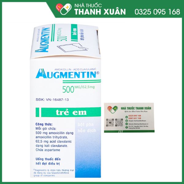 Augmentin 500mg/62,5mg điều trị nhiễm khuẩn ngắn hạn